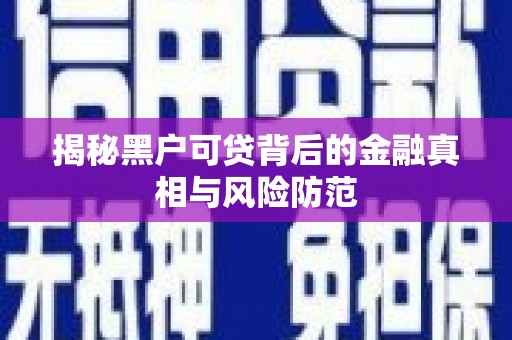 兴宾揭秘黑户可贷背后的金融真相与风险防范